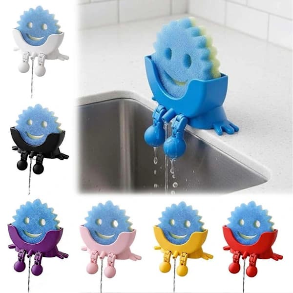 Sponge Holder with Drainage 3D Printed Scrub Daddy Holder Fun Sponge Holder for Sink Countertop Sponge Holder Green