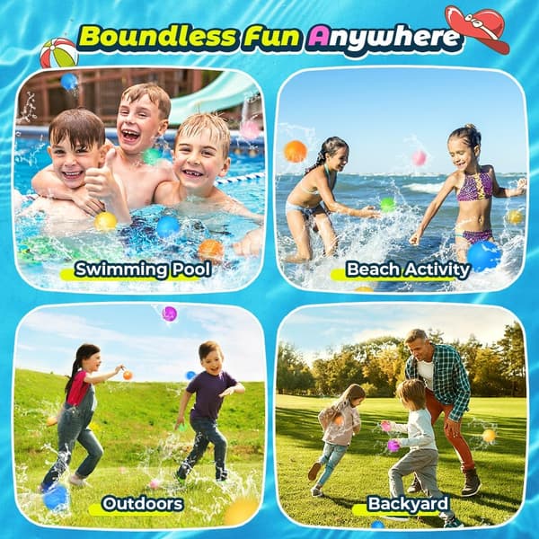 Reusable soft silicone water balloons for kids, 6-pack