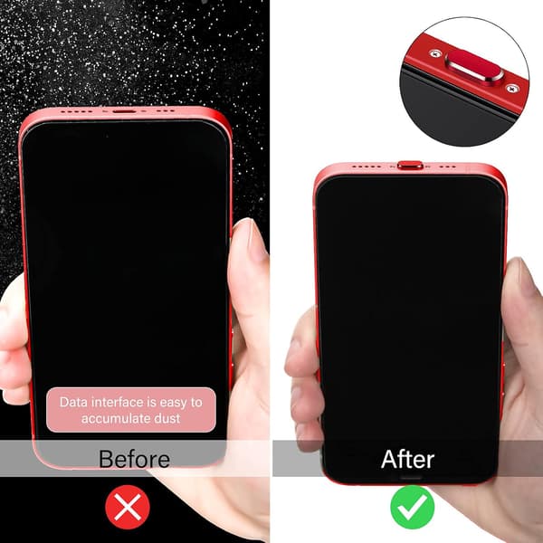 4 Støvpropper Rød Kompatible med iPhone 11 12 Pro Max XS XR 7 8 Plus iPad Mini Air