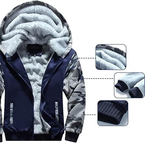 Herr Pullover Termisk Sherpafodrad Jumperjacka Vintertränings Fleece Huvtröja Full Zip Ull Varm Tjock Ytterkläder