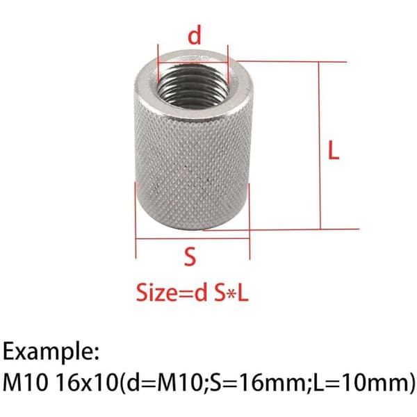 20 kpl M8 uritetut mutterit 12 x 40 mm 304 ruostumaton teräs