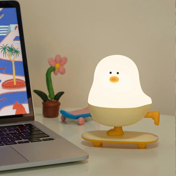 USB Rechargeable Night Light Adjustable Brightness Flicker-Free Soft Glow Chicken Animal LED Bedside Lamp Bedroom Decoration
