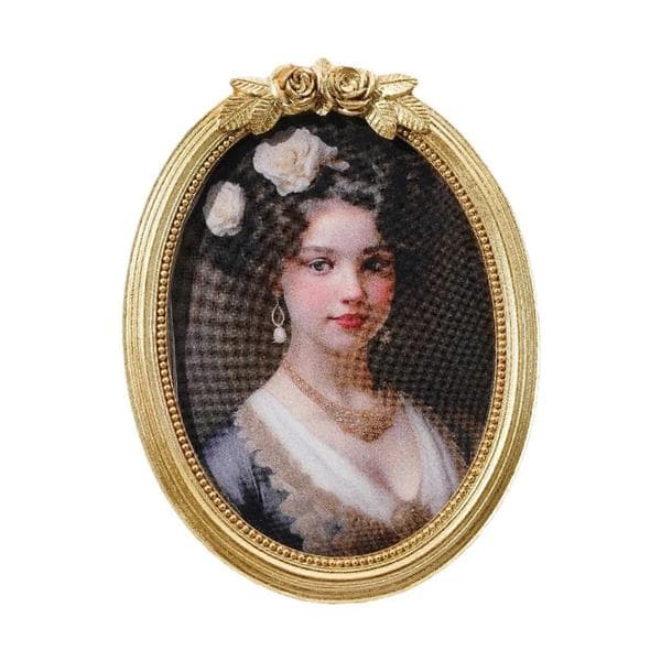 Retro-style photo frame, oval, gold finish, wall hanging and tabletop display