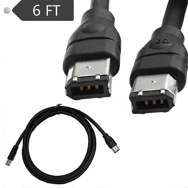 1,8 m Firewire-kabel Sort IEEE 1394 Firewire 400 til Firewire 400 Kabel 6-polet han til 6-polet han