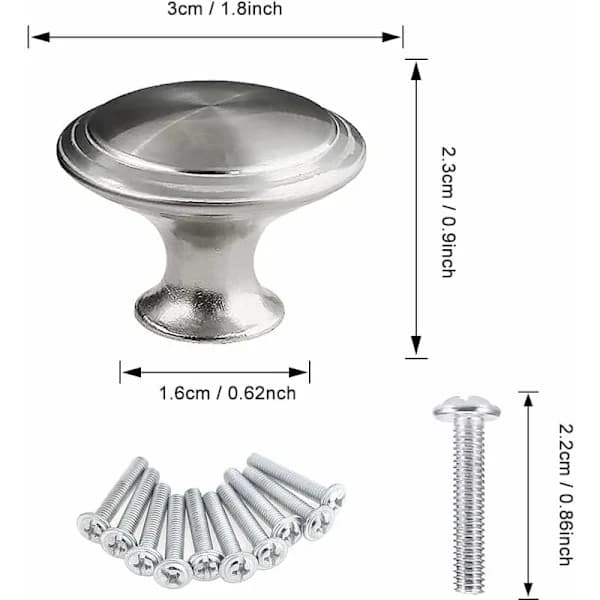 Silver Drawer Handles 30mm Round Knobs 25-pack Compatible with Furniture Cabinets Wardrobe Kitchen