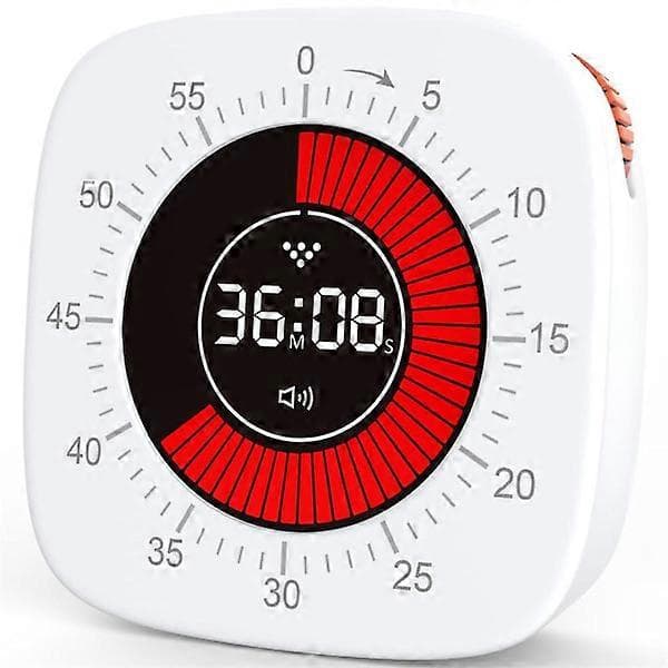 Visuel timer til børn, digital timer med 60 minutters nedtælling, lydløs timer til skrivebord