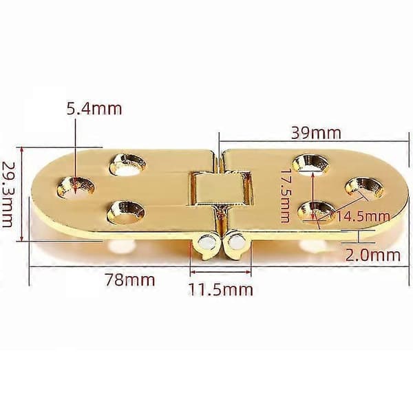 Solid Brass Butler Tray Hinge Round Edge Satin Finish With Screws Flap For Folding Table (2pcs, Gold)