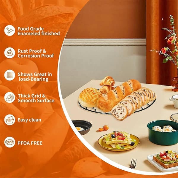 2-pack Oval Roasting Rack - 30 cm Black Cooling Rack with Integrated Feet, Nonstick - for Roasting Pan, Perfect for Basting
