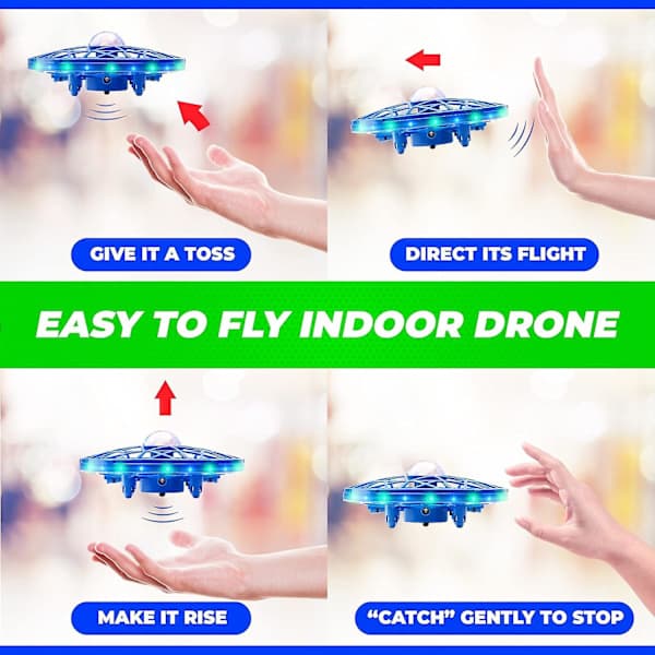 Scoot Håndstyret Drone til Børn eller Voksne - Håndfri Bevægelsessensor (Blå)