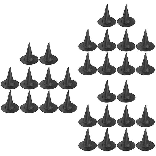 Halloween Accessories Witch Hat Black for Party Decoration 30-Pack