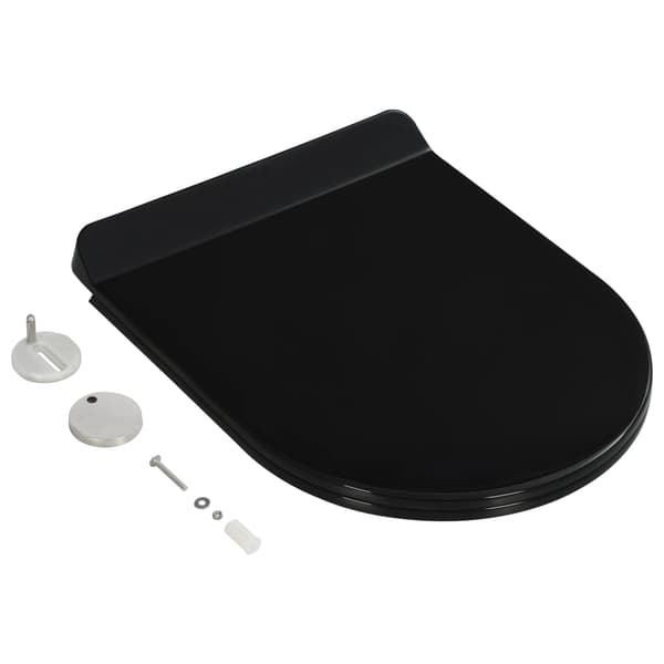 vidaXL Toiletsæde med soft close og quick release sort Svart black