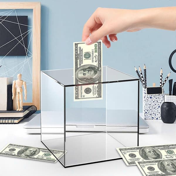 Gennemsigtig sparegris i akryl til børn og voksne - Sparebøsse