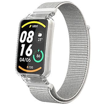 PC-fodral + Nylon Loop-rem för Xiaomi Mi Band 7 Pro (Silver)