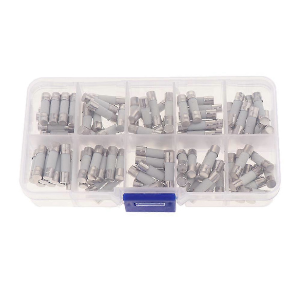 5x20mm 0.5A-30A Keramiske Rør Sikringer Assorteret Sæt med Sikringsholder - 100 stk./pakke