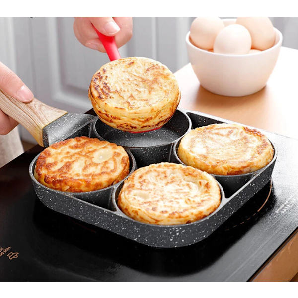 Stekepanne for pannekaker, egg, pannekaker, pannekaker, 4 rom