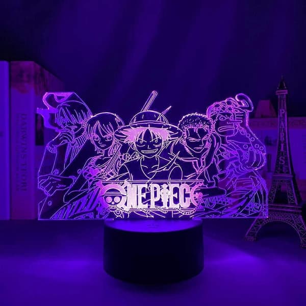 One Piece LED-natlampe 3D optisk illusion akrylplade børneværelsesindretning
