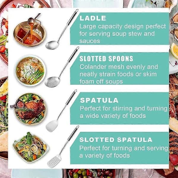 /EA/4-piece Kitchen Utensil Set, Spatula Set, Wok Utensil Set includes Slotted Spoon, Wok Spatula and