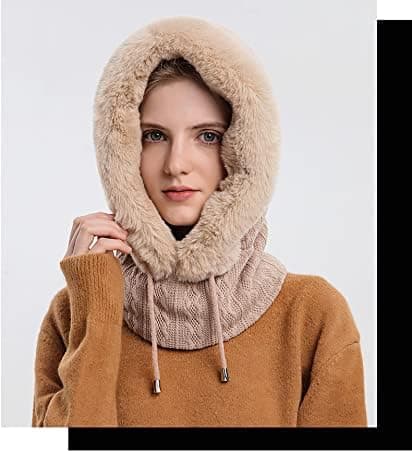 Vinterhalsskjerf for kvinner 3-i-1 Skjerf Hodeplagg Maske Vindtett 50x30cm Beige