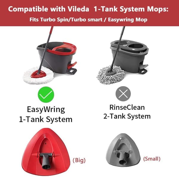 Rött mopphuvudsfäste med skaft för Vileda Turbo Spin 2in1 3in1, Turbo Smart, EasyWring & Cleaning, triangulär ersättning