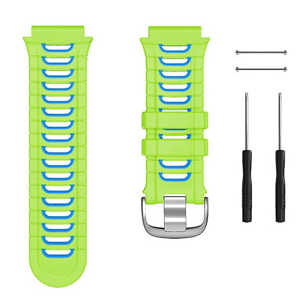 Urrem til Forerunner 920xt Silikonerem Åndbar Farverig Udskiftningsrem Blød Sportsrem + Værktøj Grøn Himmelblå green sky blue For Forerunner 920XT