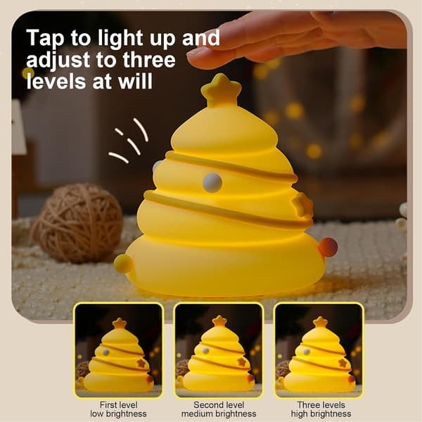 Silikon nattlampe juletre LED 3-trinns dimbar