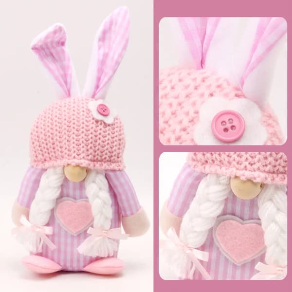 Easter Gnomes Decorations, 2 Pcs Plush Easter Bunny Handmade Swedish T
