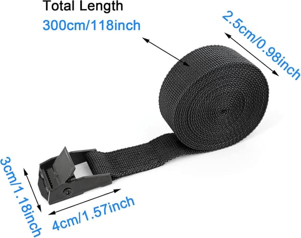 Ratchet Tie Down Straps 3M x 25mm, 2-Pack Heavy Duty Lashing Straps Adjustable Buckles Tie Down Straps for Motorcycle