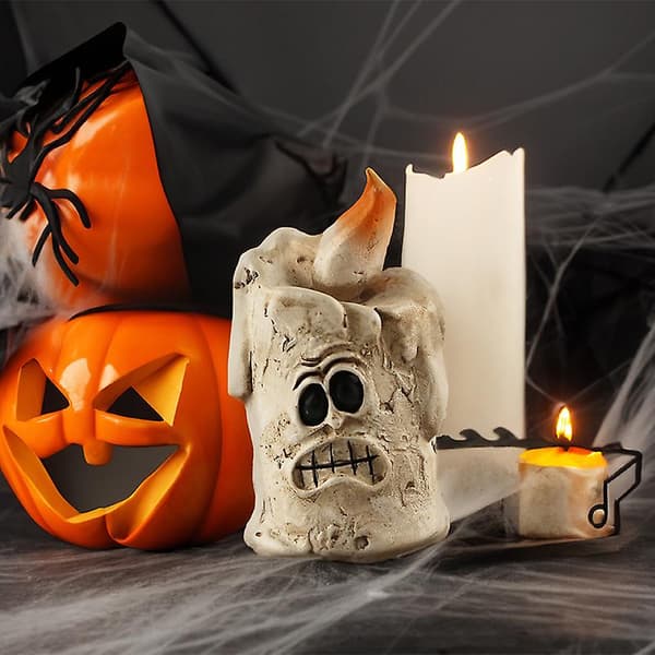 Miniatyr Halloween-figurer Mini Halloween Ghost Pumpkin Miniatyrer Figurer（F）