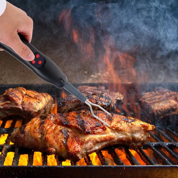 Trådløs kødtermometergaffel, rustfrit stål, digital grilltermometer