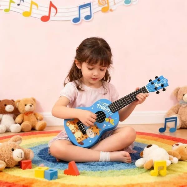 42 cm lasten kitara/ukulele – 4-kielinen soitin lapsille (sininen)