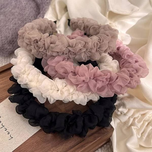 Stylish Pleated Tiara, Solid Color, Simple Hair Accessory, Wearable Fabric Elegant Ruffle Tiara (Black)