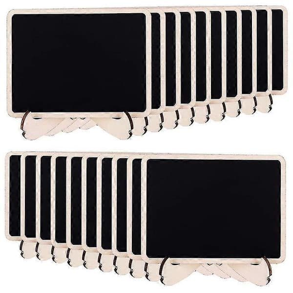 Mini Black Wooden Chalkboards with Support Stand, 20-pack