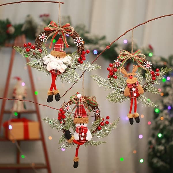 Artificial Christmas Wreath for Front Door Wall Window Farmhouse Home Decor, Snowman ()