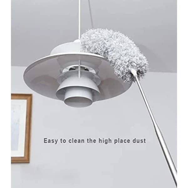 Duster telescopic washable, duster microfiber telescopic stainless steel handle and bendable corner brush, dust cloth
