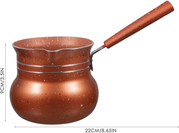 Mini multifunktionel mælkegryde med låg, 10 cm non-stick husholdningsgryde, kaffefarve
