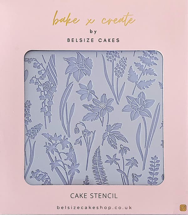 Blomster Medley Stencil - The Belsize Cakes Vit white