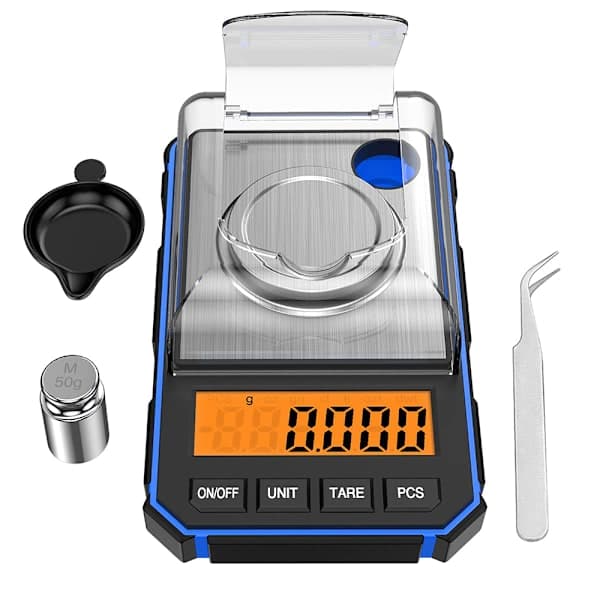 Precision Scale, Precision Scale 0.001g, 50g/0.001g, Portable Digital Scale, with LCD, with 50g Calibration Weight and Electrostatic Tweezers