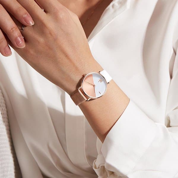 Damklocka äkta läder 38 mm elegant minimalistisk