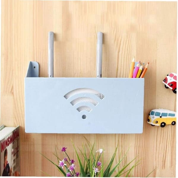 1 st Blå Väggmonterad WiFi Router Förvaringslåda Liten Storlek Router