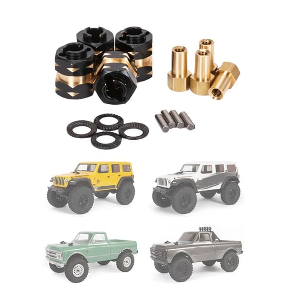 Messing forlænget hjulnavadapter akselmodvægt til Axial SCX24 JLU Deadbolt C10 opgraderinger