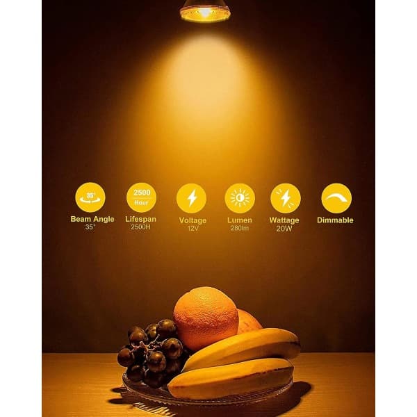 MR16 Spotlight Bulb, 12V 20W Light Bulb, GU5.3 Dimmable MR16 Light Bulb, 2-Pin Halogen Bulb Warm White 2700k 6-Pack