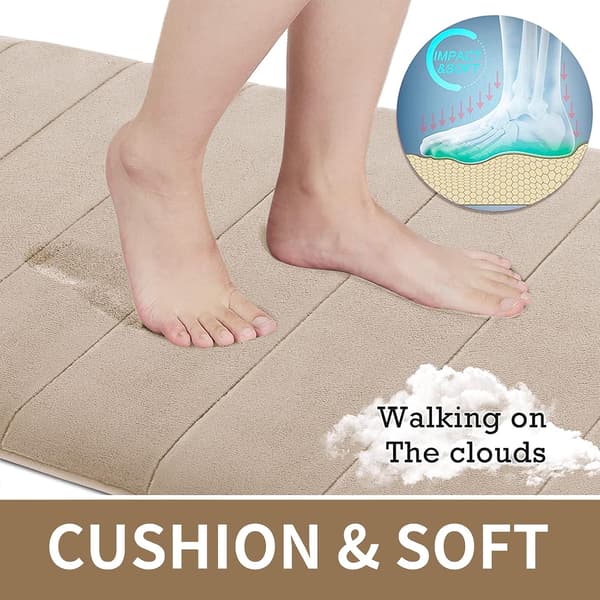 Baderomsmatte i Memory Foam, 112 x 61 cm, Myk, Absorberende, Maskinvaskbar, Sklisikker
