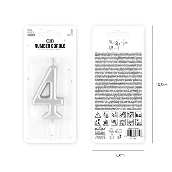 Kagelys Tal 4 Sølv 10 cm silver