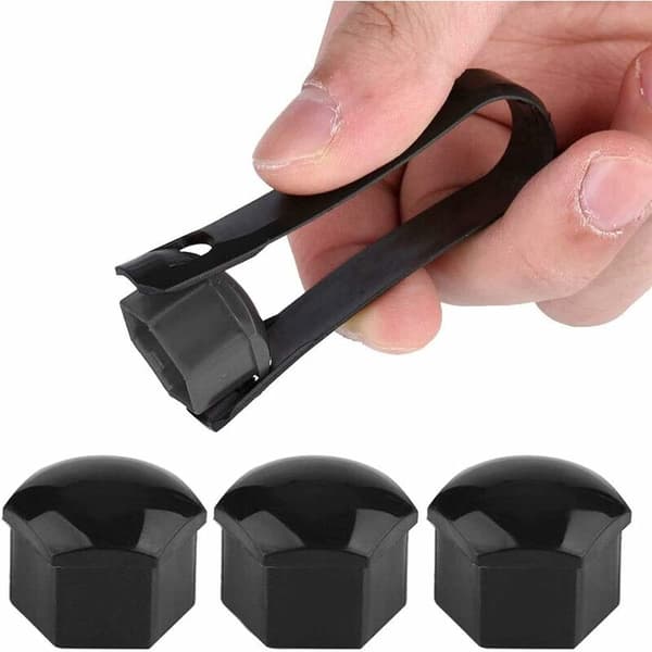19mm Mutterhette 20 stykker Hjulmutterhette Hjulboltdeksler Universal Dekkmutterhetter Bolt Mutterhetter med Avtakbart Verktøy for Biler Svart