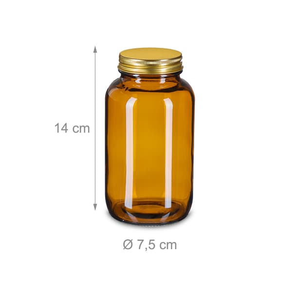 Ravfarvede glasbeholdere 400 ml, bred åbning, lufttæt forsegling