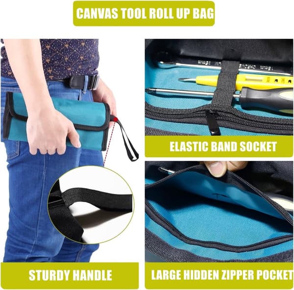 Portable Tool Bag, Foldable Electrician Tool Bag, Tool Belt Storage, 1 pc (Tools Not Included)