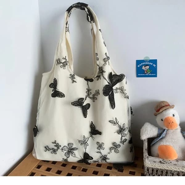 Axel Canvas Veske Tote Bag Mesh Skuldervesker