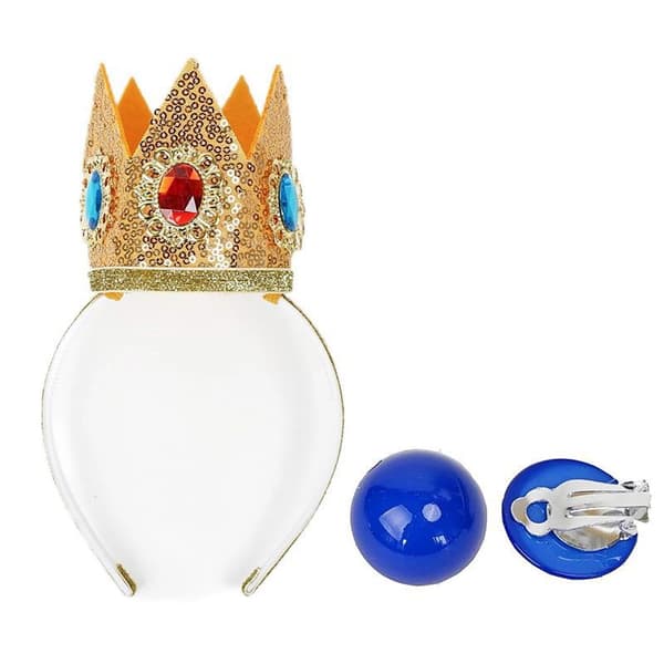 Princess Peach Krona Tiara Örhängen Handskar Set Mario Cosplay