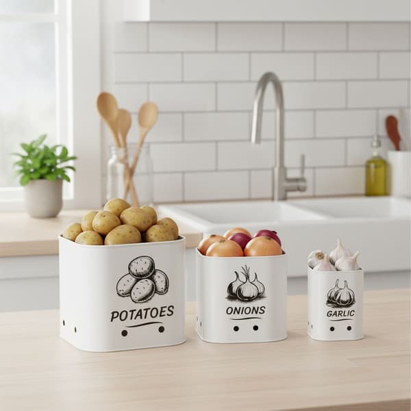 Förvaringslåda för potatis, lök och vitlök med ventilation