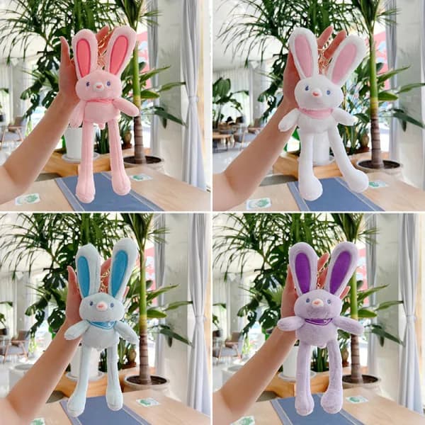 New Long Ears Plush Doll Car Keychain Soft Stuffed Animals Pe A2